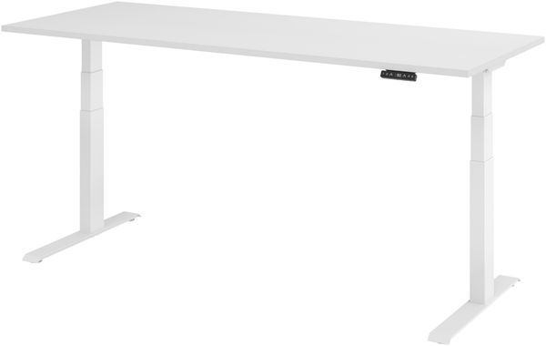 bümö elektrisch höhenverstellbarer Schreibtisch 200x80 cm in weiß, Gestell weiß mit Memory-Steuerung, elektrischer Bürotisch höhenverstellbar Gaming Tisch, XDKB20-W-W