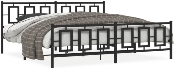 vidaXL Bettgestell mit Kopf- und Fußteil Metall Schwarz 193x203 cm 374265