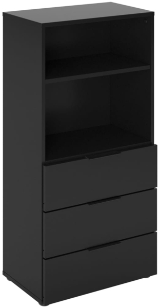 FMD Möbel - DARK 6 - Kommode m. 3 SK u. 1 of. Fach mit E-Boden - melaminharzbeschichtete Spanplatte - schwarz - 49,7 x 101,2 x 31,5cm