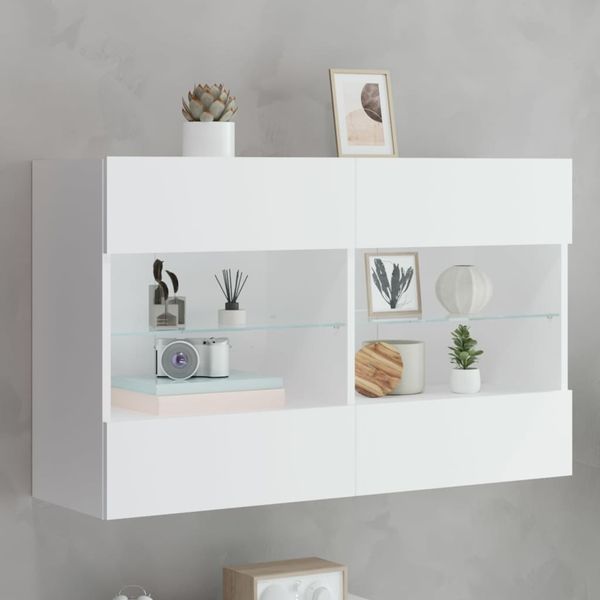vidaXL TV-Wandschrank mit LED-Leuchten Weiß 98,5x30x60,5 cm 837106
