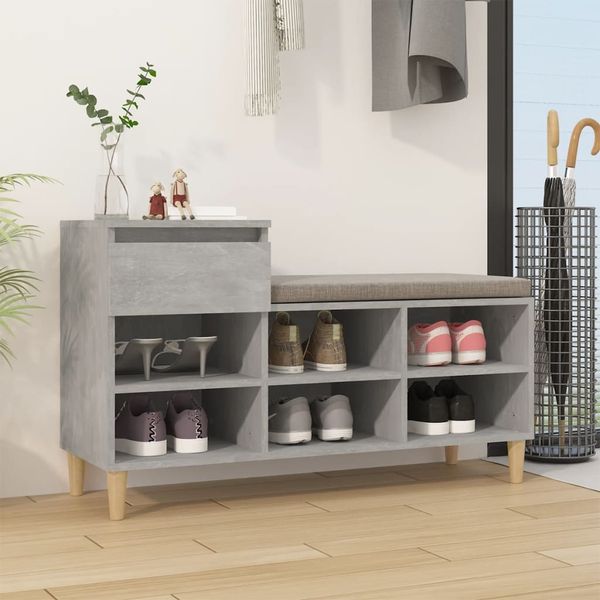 vidaXL Schuhregal Betongrau 102x36x60 cm Holzwerkstoff 821208