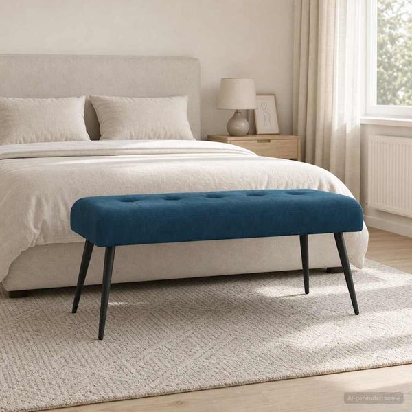 vidaXL Bank mit Knopfheftung Blau 110 x 40 x 46 cm Samt 42038538