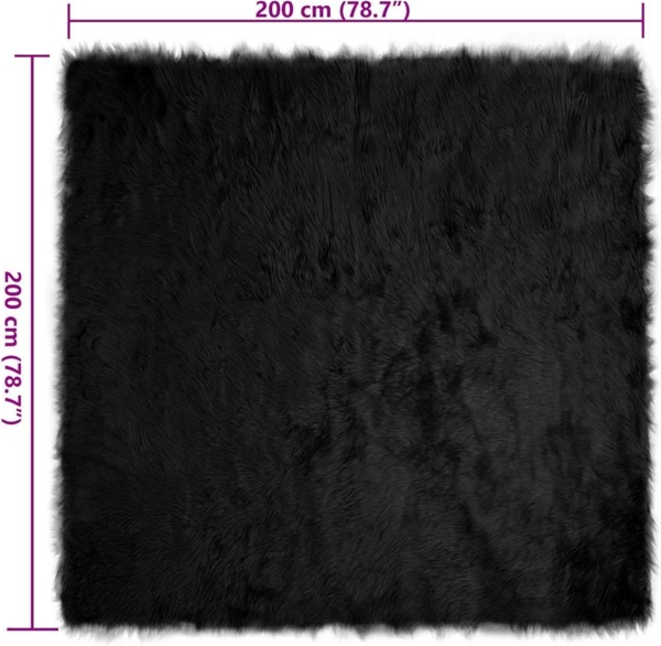 vidaXL Kunstschaffell Teppich Schwarz 200 x 200 cm Polyester 42021577 Bild 7
