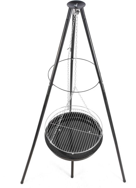 Schwenkgrill MOMO - Eisen Schwarz-Silber 152x69x76cm | Holzkohlegrill Topfgrill Hängegrill
