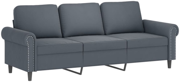 vidaXL 4-tlg. Sofagarnitur mit Kissen Dunkelgrau Samt 3202201 Bild 4
