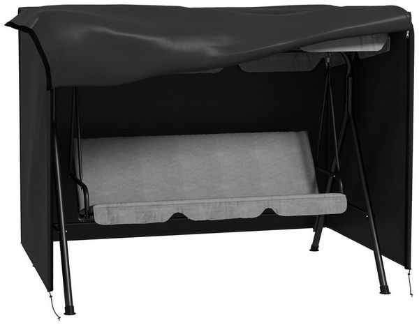 Outsunny Gartenmöbel-Schutzhülle 3 Sitzer, wasserabweisend, winterfest (UV-Beständig Abdeckplane, 1-St, Hollywoodschaukel Abdeckung), Reißfest 600D Oxford Gewebe, 205x124x164cm Schwarz