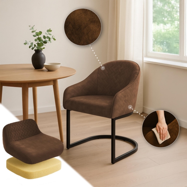 CLP Esszimmerstuhl Jarik Samtbezug Freischwinger-Gestell bis 140 kg belastbar,coffee Bild 4