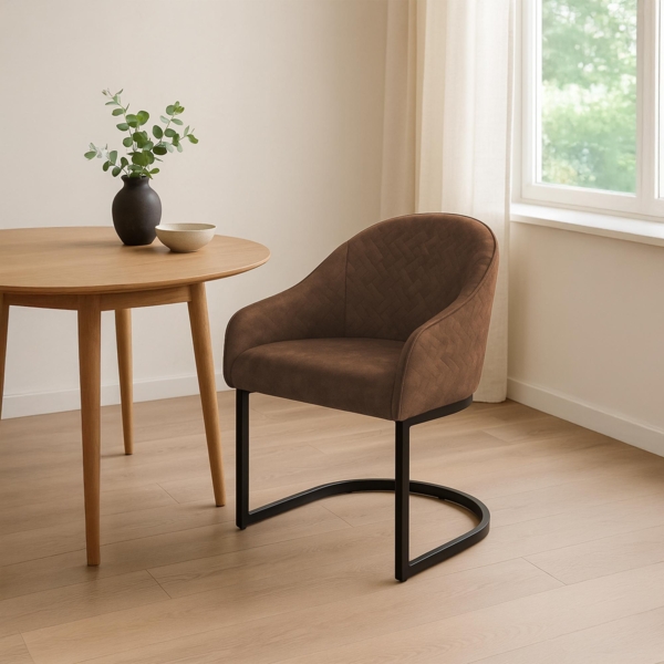 CLP Esszimmerstuhl Jarik Samtbezug Freischwinger-Gestell bis 140 kg belastbar,coffee Bild 3