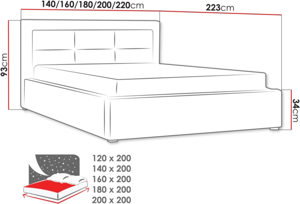 Polsterbett Classic mit Gerolltes Lattenrost (Farbe: Sand, Größe: 120x200 cm) Bild 6