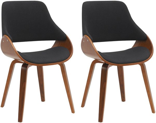 CLP 2er Set Esszimmerstuhl Vangale,walnuss/schwarz Stoff
