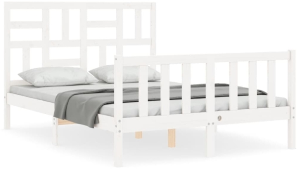 vidaXL Massivholzbett mit Kopfteil Weiß 3193052