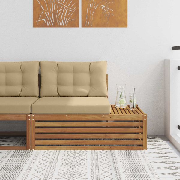 vidaXL Outdoor Endsofa 3 Stück Natur und Beige 115 x 83 x 73 cm 900576