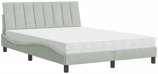 vidaXL Bett mit Matratze "Hanko" Hellgrau 120x200 cm Samt 3208586