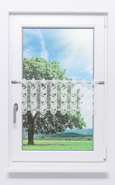 Scheibengardine Plauener Spitze Blättergirlande #1W (Bx H) 108cm * 42cm weiß