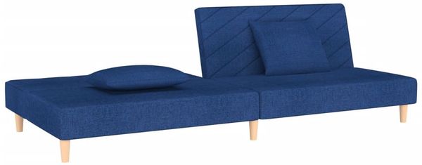 vidaXL Schlafsofa 2-Sitzer mit 2 Kissen Blau Stoff 375893 Bild 5