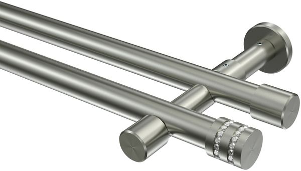 Gardinenstangen-Set Prestige Estana 120 cm, 2-läufig (ohne Ringe), 20 mm Ø Edelstahl-Optik