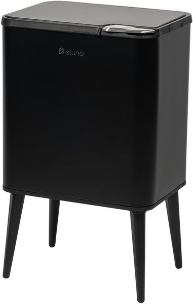 eluno Abfalleimer, 30 Liter Fassungsvermögen aus schwarzem Metall, ca. 40,5 x 67 x 31 cm (B/H/T)