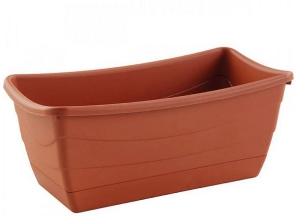 HAC24 Pflanzkübel Pflanzschale Blumenkasten Blumentopf Pflanzentopf (4 St), Eckig aus Kunststoff Terracotta 26 x 13 cm