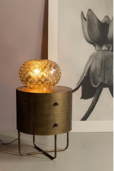 Nachttisch Glossy Rund, Metall Gold, 39 x 39 x 48 cm