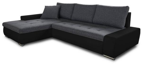 Ecksofa mit Schlaffunktion Faris - Couch mit Bettkasten, Big Sofa, Sofagarnitur, Couchgarniitur, Polsterecke (Schwarz + Dunkelgrau (Madryt 1100 + Inari 94), Ecksofa Links) Bild 4