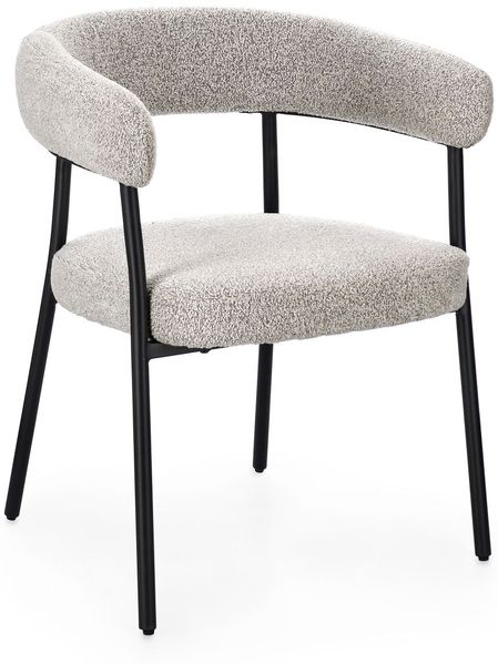 Esszimmerstuhl Elegia aus Boucle-Stoff, modernes Design, Schwarz und Taubengrau, gepolstert