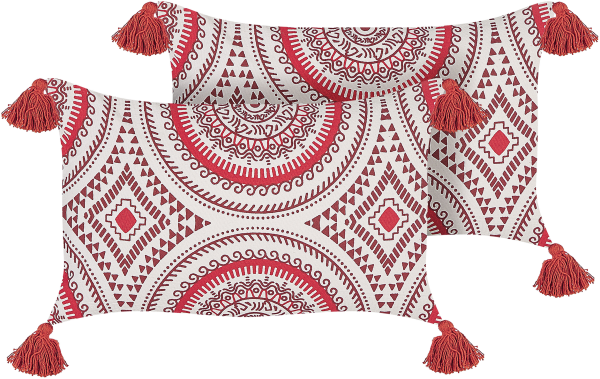 Kissen 2er Set ANTHEMIS Baumwolle 30 x 50 cm Orientalisches Muster Rot