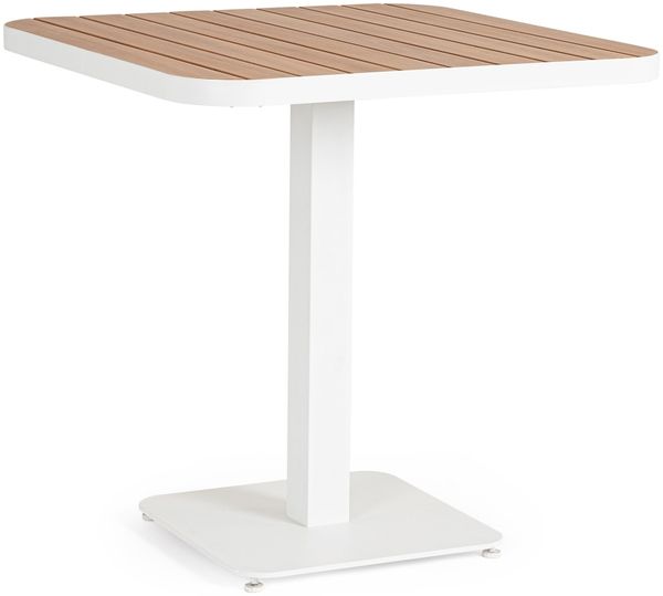 Gartenesstisch Ramel aus Aluminium, modern skandinavisch, weiß, quadratisch 75x75 cm, Outdoor