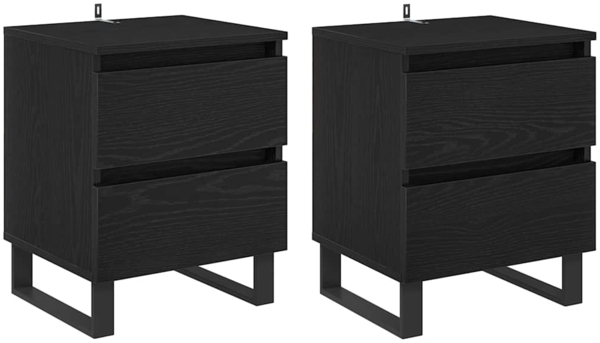 vidaXL Nachttisch 2 pcs Schwarz Eichen-Optik 40 x 35 x 50 cm 881919
