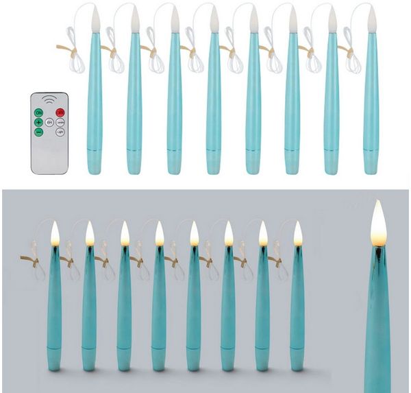 Online-Fuchs Christbaumkerzen 8 schwebende LED Weihnachtskerzen - Flying Candles mit Fernbedienung, In den Farben Silber, Champagner, Taubenblau, Grün und Rot