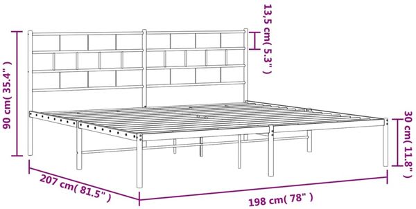 vidaXL Bettgestell mit Kopfteil, Metall, Weiß, 193x203 cm Bild 9