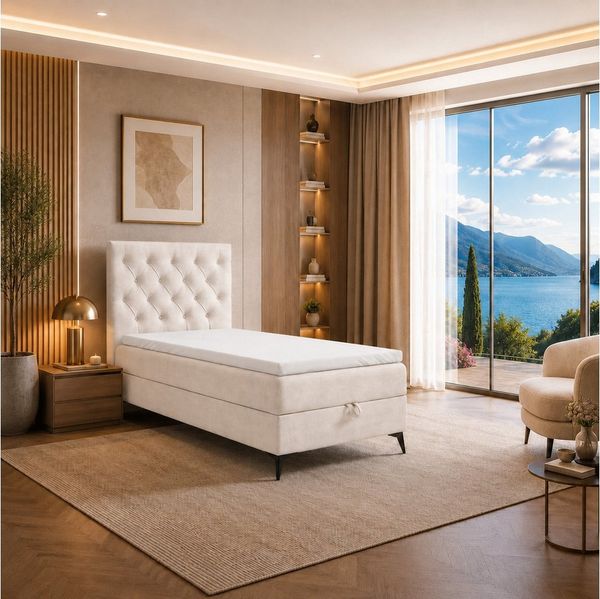 Best for Home Boxspringbett K18 Single SLIM mit Bettkasten & Bonellfedrkernmatratze, Topper H3 (Einzelbett, Polsterbett, Juniorbett, Hotelbett, versch. Größen, 1-St, 70x200 80x200 90x200 100x200 cm), mit oder ohne Topper, Flexible Liefermöglichkeiten, ...
