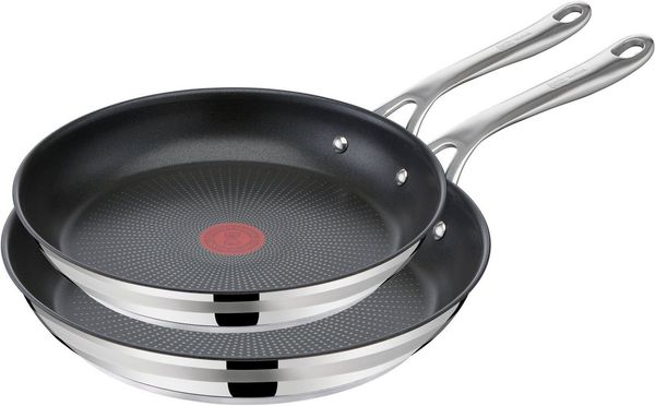 Jamie Oliver by Tefal Cook Smart Bratpfannenset aus Edelstahl, Antihaftversiegelung, 24 & 28 cm, E310S234