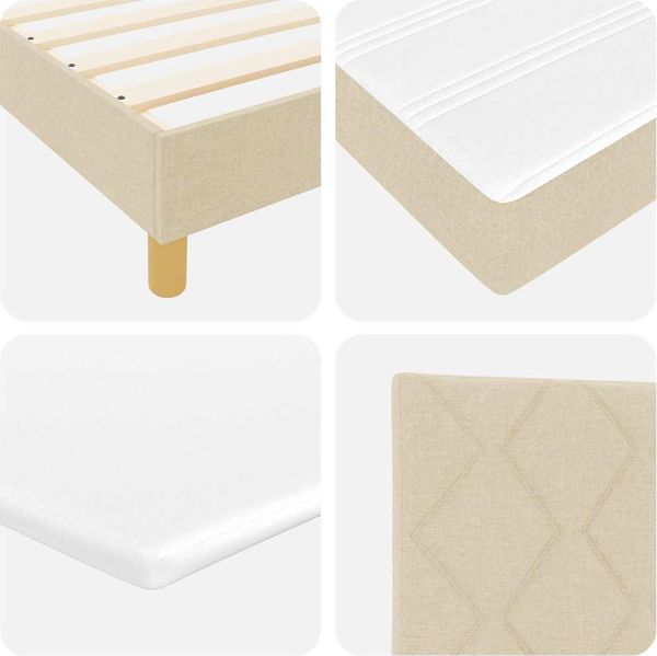vidaXL LED Boxspringbett mit LED-Lichtleisten Creme 200 x 200 cm Stoff 3342546 Bild 11