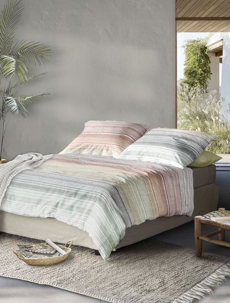 Irisette Easy Soft-Seersucker Bettwäsche 155x220 Streifen pastell bunt 8706-90