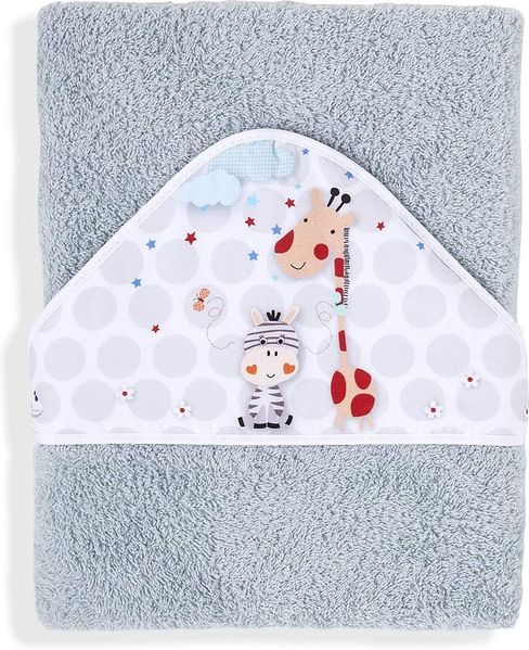 Interbaby 01127-31 Baby Kapuzenbadetuch JUNGLA grau, grau 100x100 cm