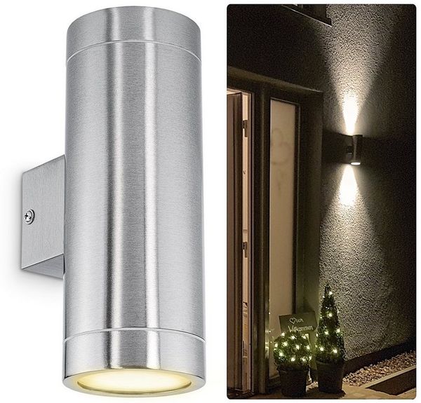 SSC-LUXon LED Außen-Wandleuchte LED Wandleuchte TIRA Edelstahl Up & Down IP44 Aussenleuchte, Warmweiß