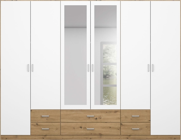 Drehtürenschrank Greta / Gamma 54J, Holzwerkstoff, Weiß, Holzfarben, 271 x 210 x 54 cm