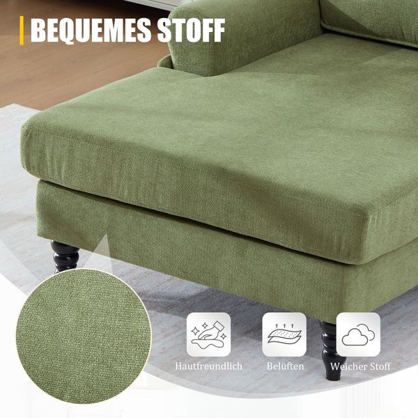 LVHOM XXL Relaxsessel mit Seitentaschen, Großer Chaiselongue-Sessel aus Chenille, Haustierfreundlich, Ergonomische Polsterung für Wohnzimmer, Büro, Wintergarten Bild 6