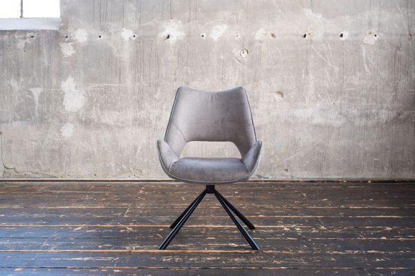 KAWOLA Esszimmerstuhl VELO Drehstuhl Stoff grau 89 x 61 x 57 cm