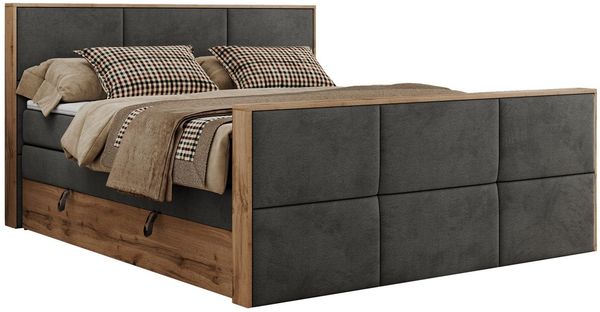MKS MÖBEL Boxspringbett ALBERO 2 KING DUO (Packung, Set, Bettkästen, Topper T25/Visco, T30-Schaum, Möbelplattenelementen), Doppelbett, Multipocket-Matratzen, Boxspringbett, Fußteil