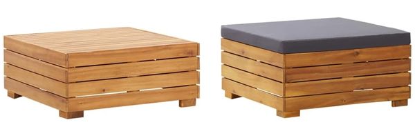 vidaXL Gartentisch und Hocker mit Kissen Massivholz Akazie 316084