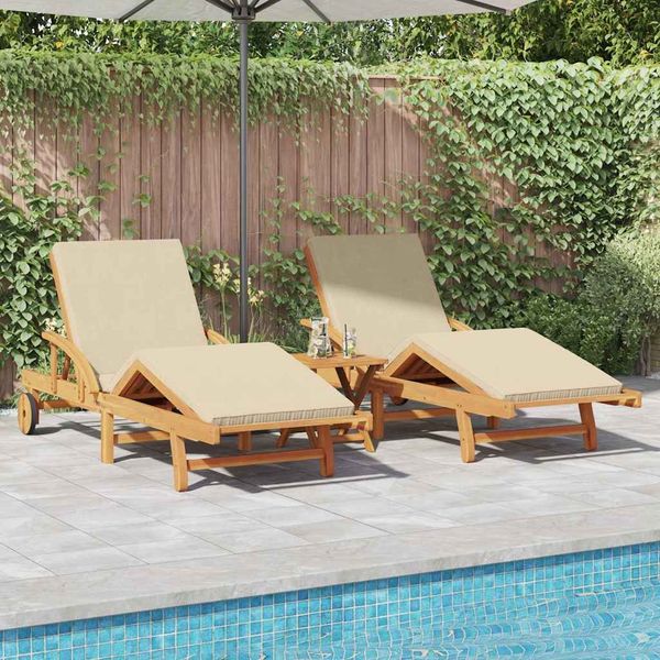 vidaXL Sonnenliege 3 pcs Beige 200 x 67 x 84 cm Massivholz Akazie 3325184