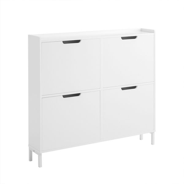 SoBuy FSR100-W Schuhschrank, MDF, Lackiert, Weiß, 100 x 91 x 19 cm