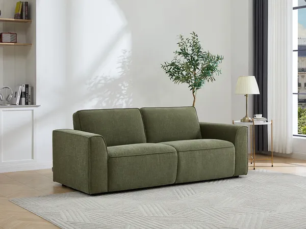 Vente-unique - MOTETO Sofa Stoff Grün - B 98 cm x H 85 cm x L 208 cm