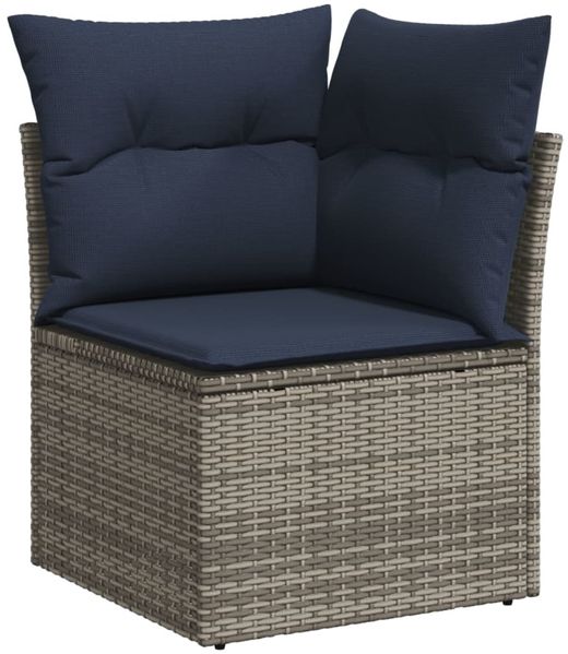 vidaXL 5-teiliges Gartensofa-Set mit Kissen, grau, Polyrattan 3222520 Bild 5