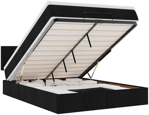 vidaXL Ottomane Bett mit Matratze & LEDs Schwarz 140x190 cm Stoff 3312224 Bild 2