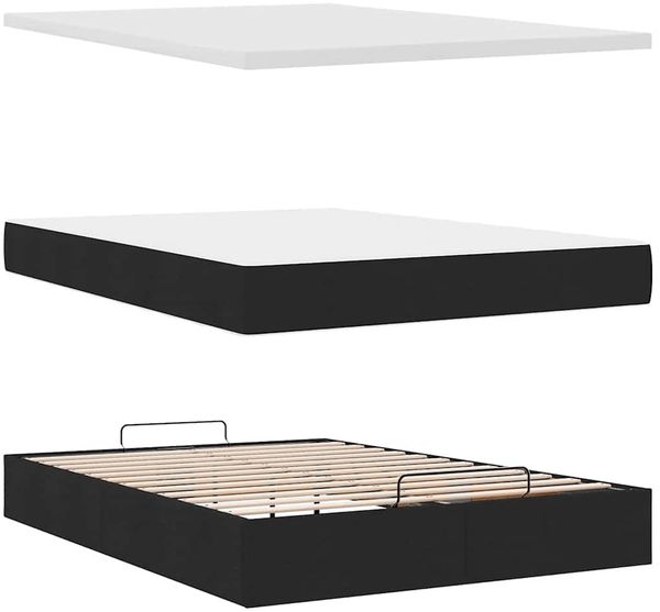 vidaXL Ottomane Bett mit Matratze & LEDs Schwarz 140x190 cm Stoff 3312224 Bild 9