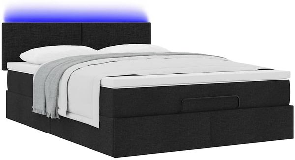 vidaXL Ottomane Bett mit Matratze & LEDs Schwarz 140x190 cm Stoff 3312224 Bild 6