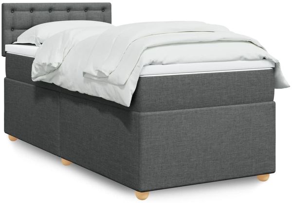 vidaXL Boxspringbett mit Matratze Dunkelgrau Stoff 3286862