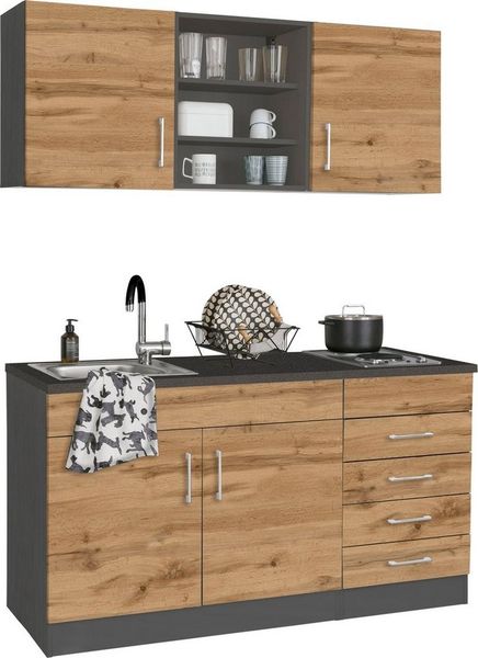 KOCHSTATION Pantryküche KS-Mali, Breite 150 cm, wahlweise mit E-Geräten